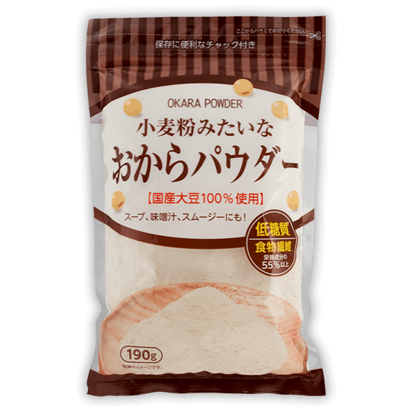 「小麦粉みたいなおからパウダー(国産)」の商品パッケージ表